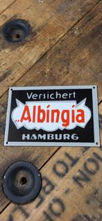 Emaille bord Versichert Albingia Hamburg Duitsland, Antiek en Kunst, Antiek | Emaille, Ophalen of Verzenden