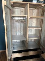 Steigerhouten Kledingkast met Lades en Legplanken, Huis en Inrichting, Kasten | Kledingkasten, Ophalen, 100 tot 150 cm, 200 cm of meer