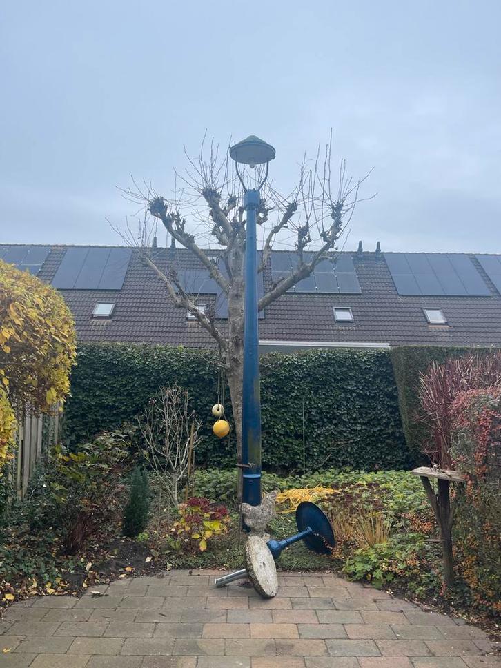Antieke gietijzeren straatlantaarn Muiden 1902, Tuin en Terras, Buitenverlichting, Gebruikt, Staande lamp, IJzer, 50 tot 250 watt