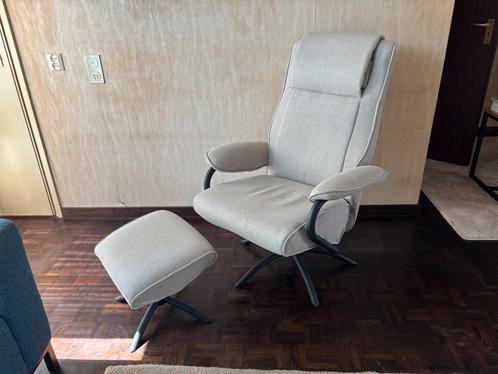Relaxfauteuil Vincent incl. hocker - zand, Huis en Inrichting, Fauteuils, Zo goed als nieuw, Stof, Ophalen