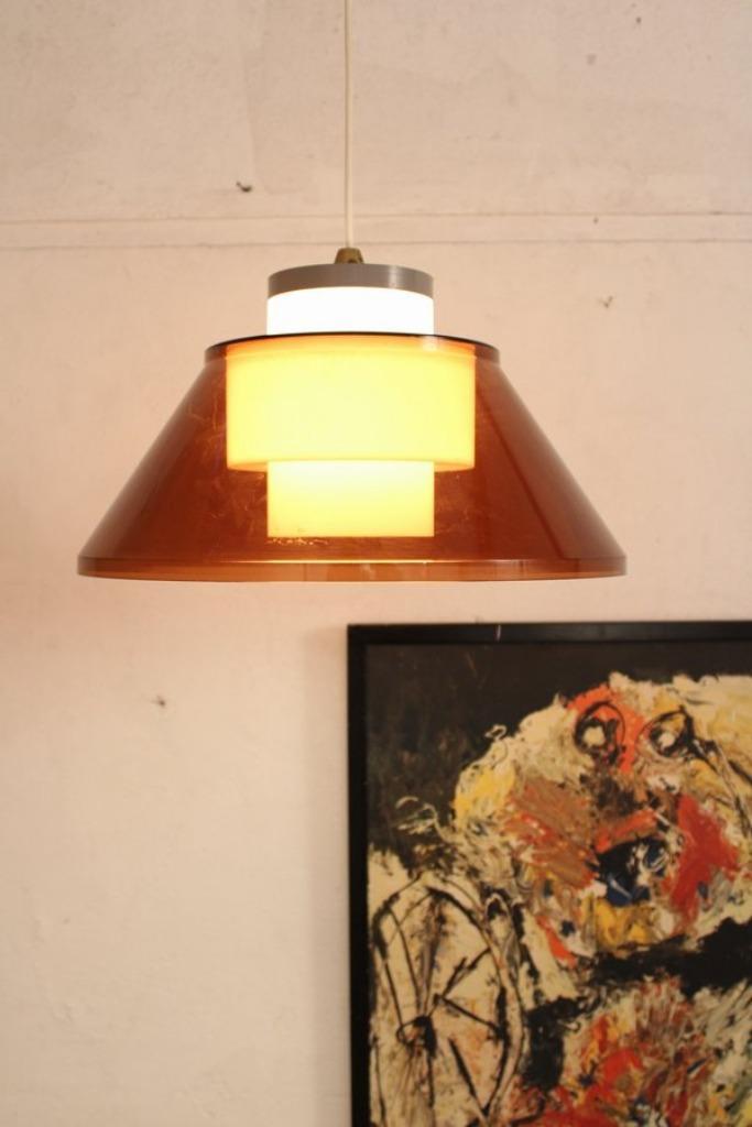 Vintage Deense plafondlamp jaren 60 70 merk Lyfa, Huis en Inrichting, Lampen | Hanglampen, Gebruikt, Ophalen of Verzenden
