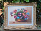 Prachtig oud schilderij bloemen, Antiek en Kunst, Curiosa en Brocante, Ophalen of Verzenden