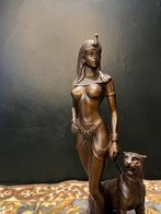 Bronzen Cleopatra/panter in top staat/ gestempeld, Verzenden