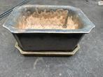 Grijsblauw rechthoekig bonsaischaaltje, Tuin en Terras, Bloempotten, Nieuw, Aardewerk, Rechthoekig, Tuin
