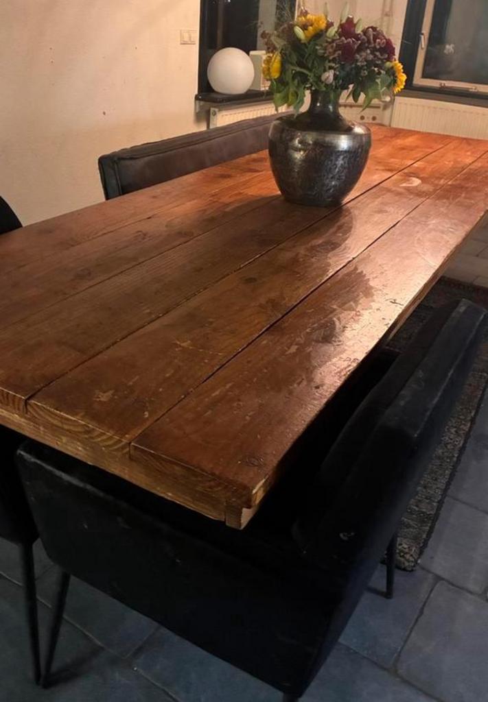 Prachtig grote eettafel 3 meter met kruispoot onderstel, Huis en Inrichting, Complete eetkamers, Zo goed als nieuw, Ophalen of Verzenden