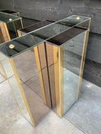 Tafels displays spiegelglas/ messing, Ophalen, Zo goed als nieuw, 75 cm of meer, Rechthoekig