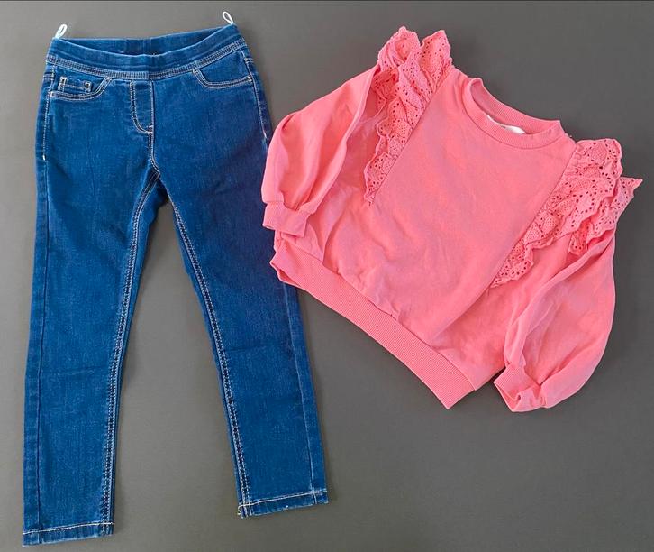 Spijkerlegging C&A 116 en trui H&M 98/104, Kinderen en Baby's, Kinderkleding | Overige, Zo goed als nieuw, Meisje, Ophalen of Verzenden