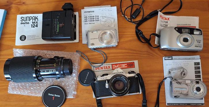 oudere fotocamera´s, analoog en digitaal met toebehoren, Audio, Tv en Foto, Fotocamera's Analoog, Gebruikt, Spiegelreflex, Pentax