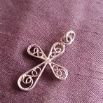 Zilveren Crucifix Kruisje Filigrain Zilver, Sieraden, Tassen en Uiterlijk, Kettinghangers, Gebruikt, Verzenden, Kruis of Symbool