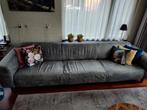 4 à 5 zitsbank leer blauw/grijs, Huis en Inrichting, Ophalen, 300 cm of meer, Zo goed als nieuw, Vierpersoons of meer
