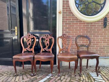 4x antieke stoel + antieke salon tafel / vintage rococo  beschikbaar voor biedingen