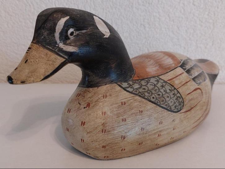 Authentieke Handgesneden Houten Eend, Antiek en Kunst, Curiosa en Brocante, Ophalen of Verzenden