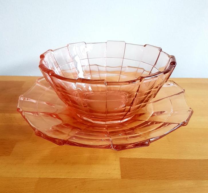 ART DECO, Combinatie Kom en Schaal, SCAILMONT, Antiek en Kunst, Antiek | Glas en Kristal, Ophalen of Verzenden