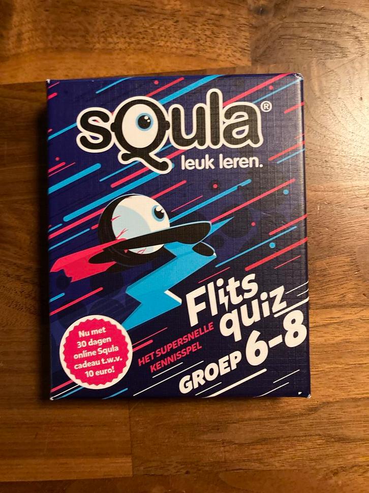 Squla Flits Quiz - Leuk Leren! Groep 6-8, Hobby en Vrije tijd, Gezelschapsspellen | Bordspellen, Zo goed als nieuw, Een of twee spelers