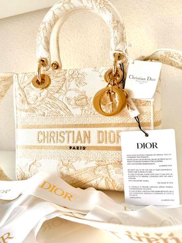 DIOR LADY D-LITE JARDIN TAS, WIT/GOUD ORIGINEEL, NIEUW💖💖💖 beschikbaar voor biedingen