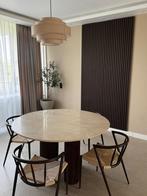 Japandi 4 eetkamerstoelen beige met walnoot, Huis en Inrichting, Tafels | Eettafels, Ophalen of Verzenden, Zo goed als nieuw, Rechthoekig