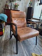 Industriële Leren Fauteuil Cognac, Ophalen of Verzenden, Zo goed als nieuw, Industriële Leer, Leer
