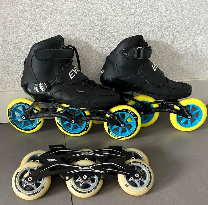 EVO Marathon Skeelers Maat 46 met 2 Frames, Sport en Fitness, Skeelers, Zo goed als nieuw, Inline skates 4 wielen, Overige merken