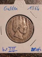 1 Gulden Willem lll, 1864., Ophalen of Verzenden, Koning Willem III, 1 gulden