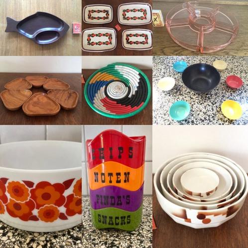 Div. vintage retro schaaltjes fruitschaal steelkom setjes, Huis en Inrichting, Keuken | Servies, Zo goed als nieuw, Schaal of Schalen