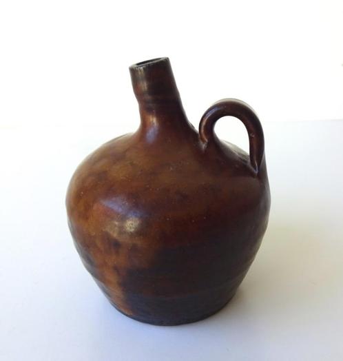 Keramiek olielampje donkerbruin met oor Jan de Graaf 3029-k, Antiek en Kunst, Antiek | Keramiek en Aardewerk, Ophalen of Verzenden