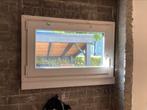 Draai kiep Kunststof raam met hor / blauw wit, Kunststof, Gebruikt, Raamkozijn, Inclusief glas