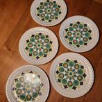 Set van 5 retro vintage Pontesa gebaksbordjes, bordjes, Huis en Inrichting, Keuken | Servies, Gebruikt, Vintage, Ophalen of Verzenden