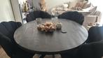 Zwarte ronde mango tafel., Ophalen of Verzenden, Gebruikt