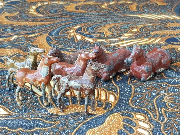 Paarden en veulens oud antiek speelgoed uit Engeland van tin, Antiek en Kunst, Antiek | Speelgoed, Ophalen of Verzenden