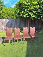 Eetkamerstoelen bruin leer, Huis en Inrichting, Stoelen, Ophalen, Bruin, Leer, Vier