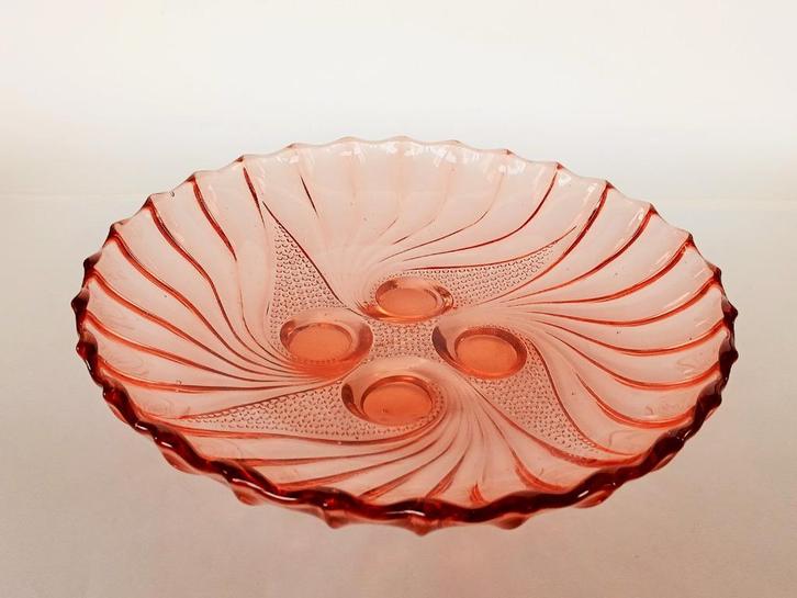 Schaal Persglas Art Deco Frankrijk, Antiek en Kunst, Antiek | Glas en Kristal, Ophalen of Verzenden