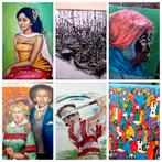 Verzameling schilderijen verschillende stijlen ambachtelijk , Antiek en Kunst, Kunst | Schilderijen | Klassiek, Ophalen