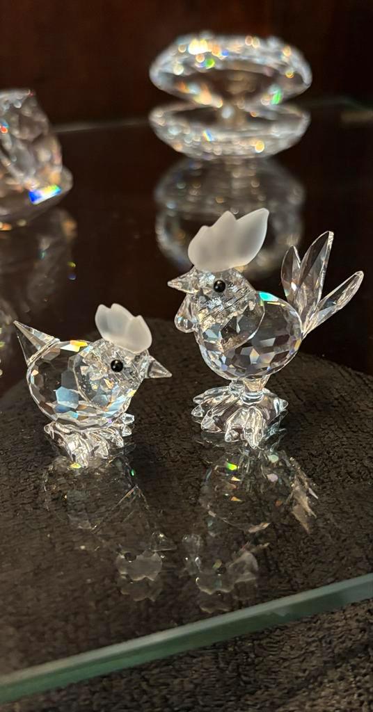 Swarovski Haan en Kip Kristal, Verzamelen, Swarovski, Zo goed als nieuw, Figuurtje, Ophalen of Verzenden