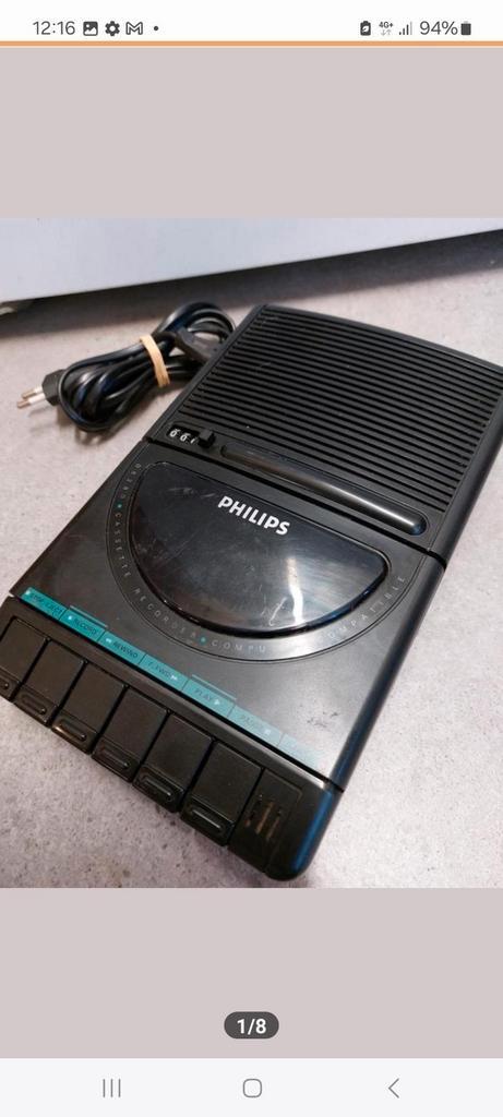 Vintage retro cassettespeler  cassetterecorder cassette, Audio, Tv en Foto, Cassettedecks, Enkel, Philips, Tape counter, Ophalen of Verzenden