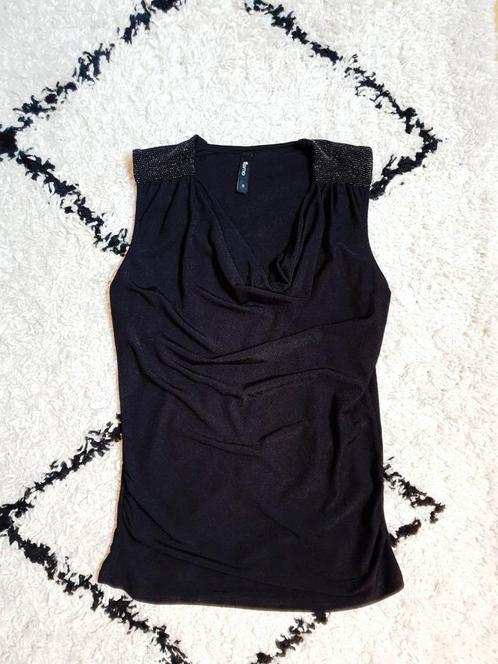 Flame zwarte stretch waterval top maat S/M, Kleding | Dames, Tops, Gedragen, Maat 36 (S), Zwart, Zonder mouw, Ophalen of Verzenden