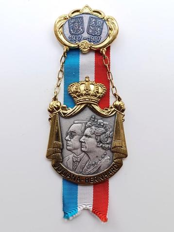 Medaille 50 jaar huwelijk Koningin Juliana Pr. Bernhard 1987