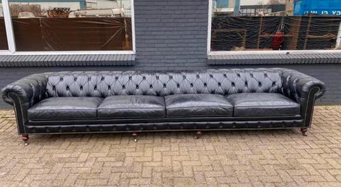 XL Chesterfield 6 Zits bank Vintage Zwart GRATIS BEZORGD!, Huis en Inrichting, Banken | Bankstellen, Zo goed als nieuw, Hoekbank