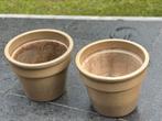Terras overpotten, Tuin en Terras, Bloempotten, Rond, Zo goed als nieuw, Tuin, Aardewerk
