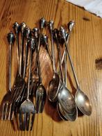 Verzilverde lepels en vorkjes, jaren 70, shell motief, Ophalen of Verzenden