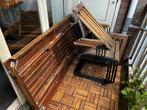 Houten Tuintafel + 4 Stoelen, Ophalen, Zo goed als nieuw, Rechthoekig, Hout