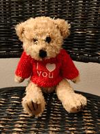 Teddybeertje met rode gebreide trui, Verzamelen, Beren en Cherished Teddies, Ophalen of Verzenden, Zo goed als nieuw, Stoffen beer