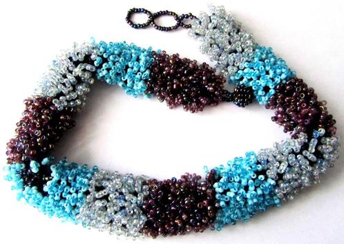 Prachtige Vintage kraal gehaakte choker collier ketting, Sieraden, Tassen en Uiterlijk, Kettingen, Zo goed als nieuw, Verzenden