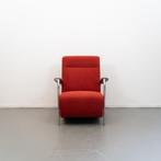 2x Leolux Scylla Fauteuil Hoog Rood Stof - Chroom, Huis en Inrichting, Fauteuils, Metaal, 75 tot 100 cm, Ophalen of Verzenden