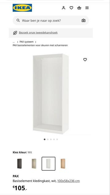 NIEUW Ikea PAX Kast 100x58x236 - 50x58x236 en aanbouwdeel beschikbaar voor biedingen