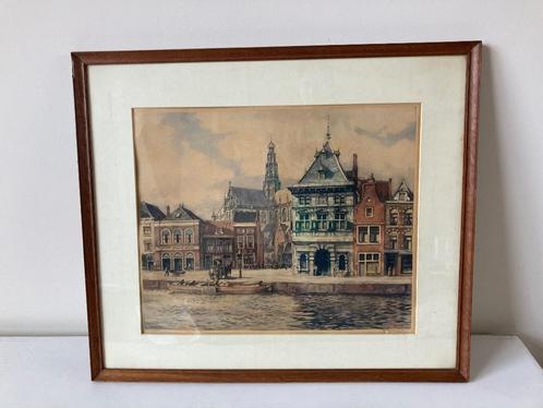 Ets Zicht op Haarlem - H.E. Roodenburg, Antiek en Kunst, Kunst | Etsen en Gravures, Ophalen of Verzenden