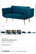 Blauwe Velvet Slaapbank Jack & Alice, Blauw, Tweepersoons, Zo goed als nieuw, 140 cm