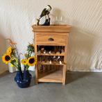 Wijnkast met dienblad - 1 lade - massief teak - TTM Wonen, Huis en Inrichting, 5 tot 15 flessen, Www.ttmwonen.nl, Nieuw, Ophalen of Verzenden