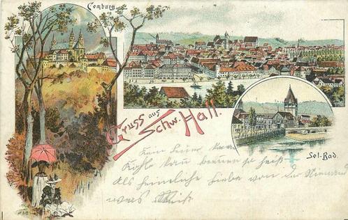 (379-018-005) Schwabisch Hall Litho, Verzamelen, Ansichtkaarten | Buitenland, Duitsland, Ophalen of Verzenden