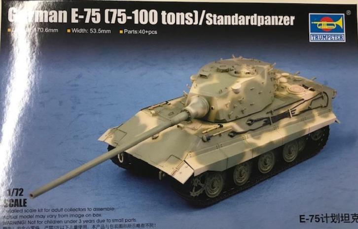 Coelianmodels, Trumpeter, 07125, Panzer E-75, 1/72, € 17,-, Hobby en Vrije tijd, Modelbouw | Auto's en Voertuigen, Nieuw, Tank