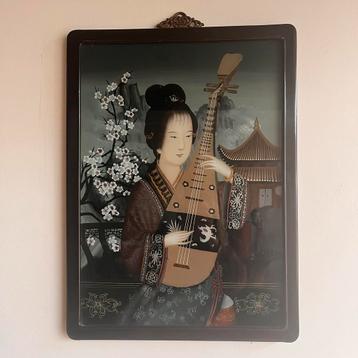 Chinese ‘achterglas’ eglomisé schilderij vintage beschikbaar voor biedingen